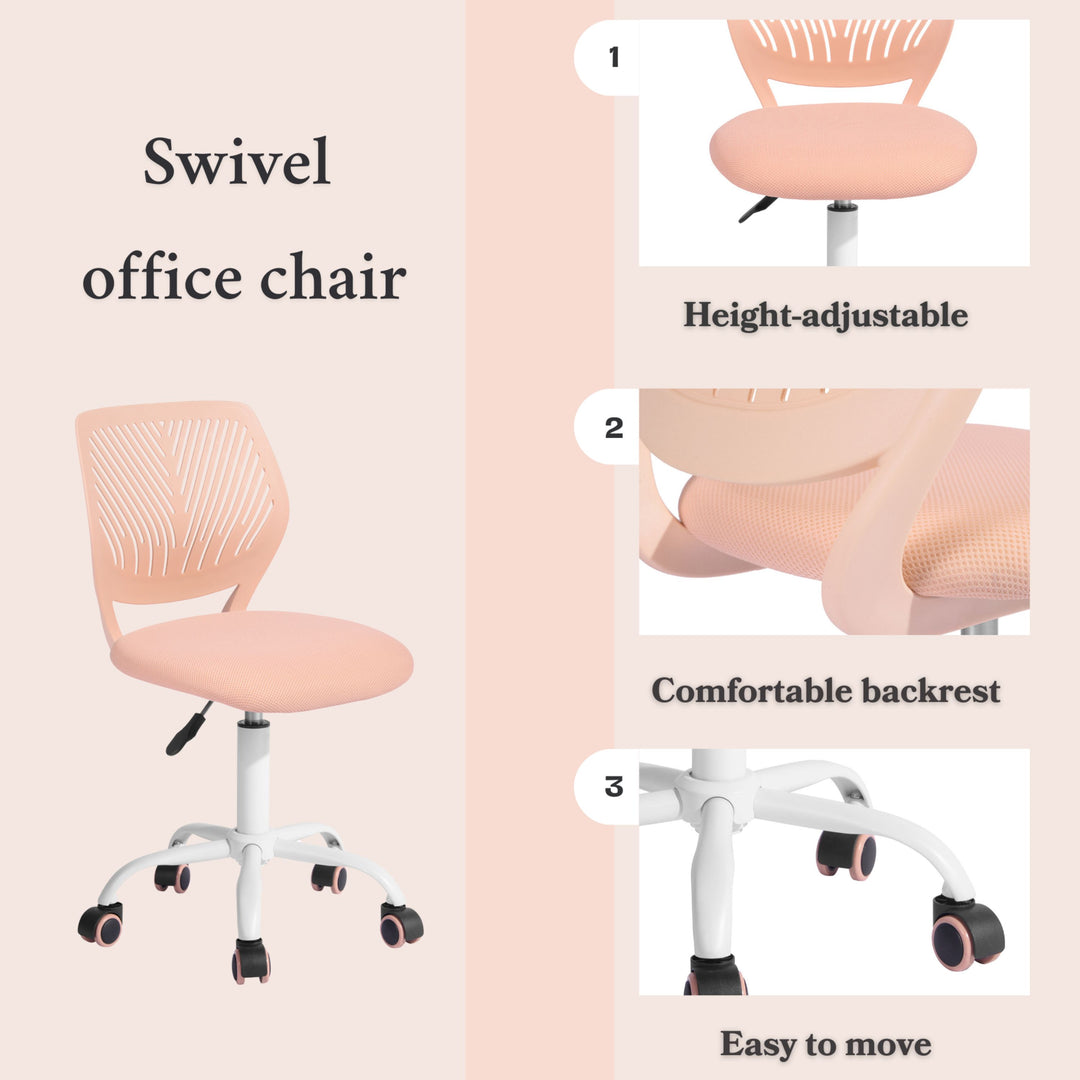 Swivel children desk's chair height adjustable office chair CARNATION ROSE