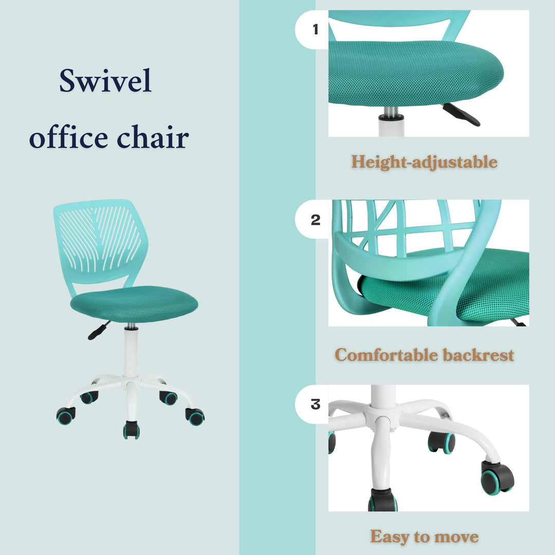 Light Blue Children's Desk Chair Swivel Office Chair CARNATION TURQUOISE Ⅰ