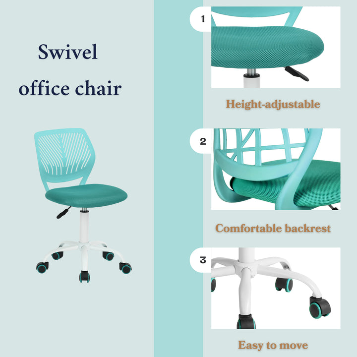 Light Blue Children's Desk Chair Swivel Office Chair CARNATION TURQUOISE Ⅰ