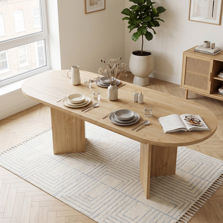 Oak-Effect Extendable Dining Table 4–6 Seats 120–160 cm URBANWOOLPRO