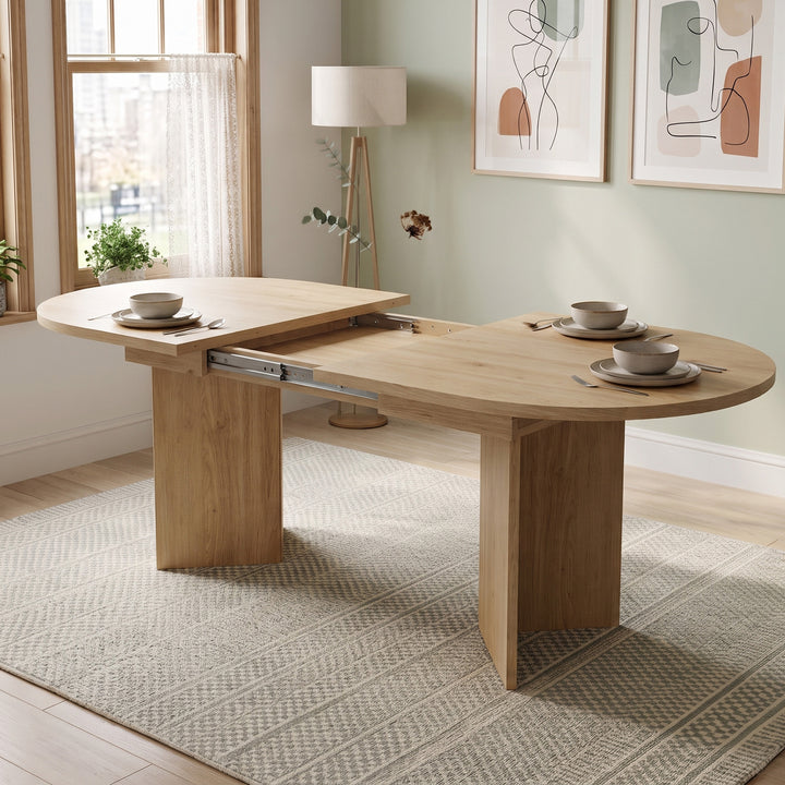 Oak-Effect Extendable Dining Table 4–6 Seats 120–160 cm URBANWOOLPRO