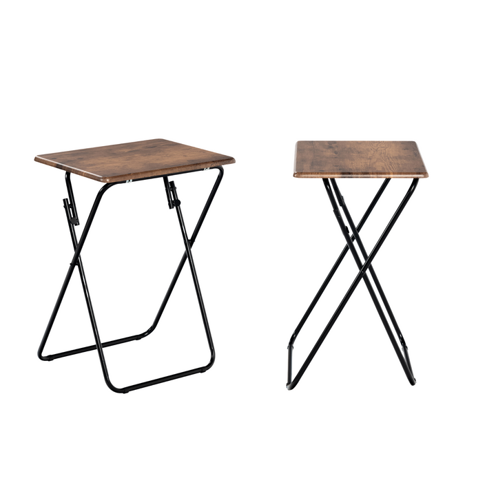Set of 2 Folding simple portable small table, retro wooden desktop JOEY VINTAGE BROWN 2PCS