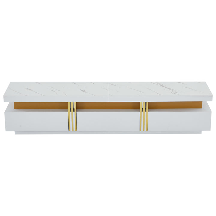 White marble pattern TV stand golden line luxury style 3 drawers VAALS UK