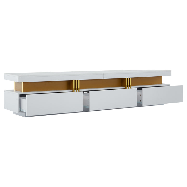 White marble pattern TV stand golden line luxury style 3 drawers VAALS UK