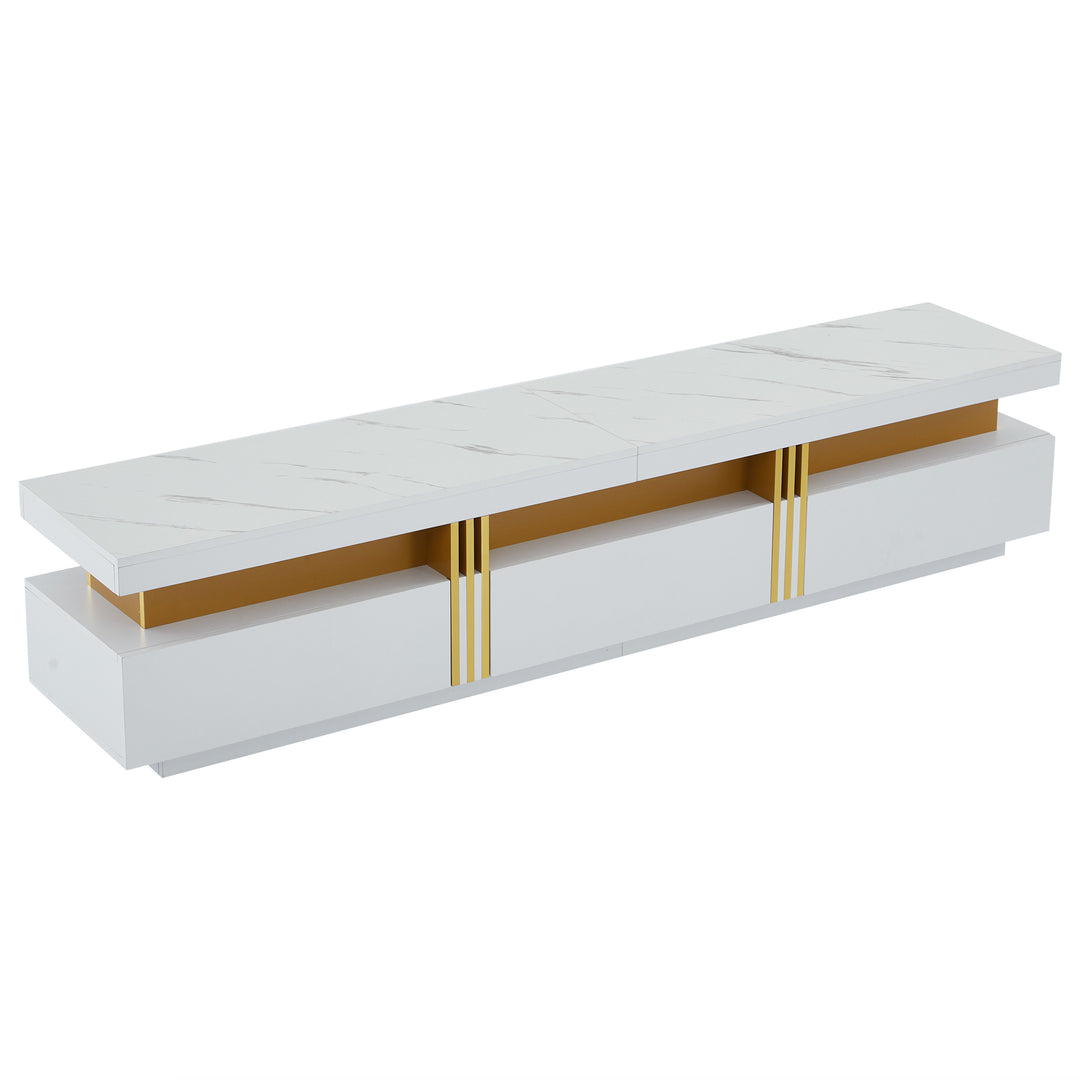 White marble pattern TV stand golden line luxury style 3 drawers VAALS UK