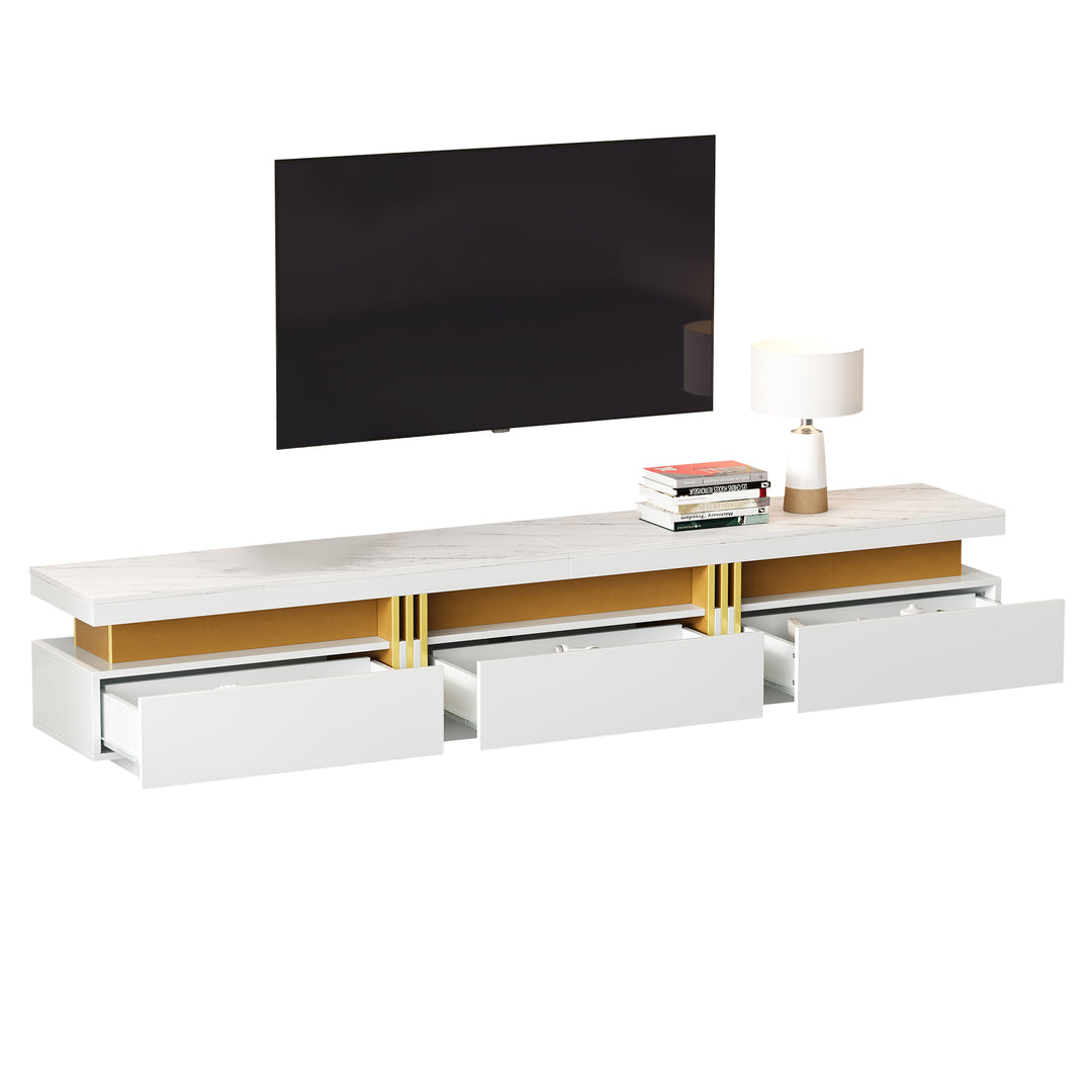 White marble pattern TV stand golden line luxury style 3 drawers VAALS UK