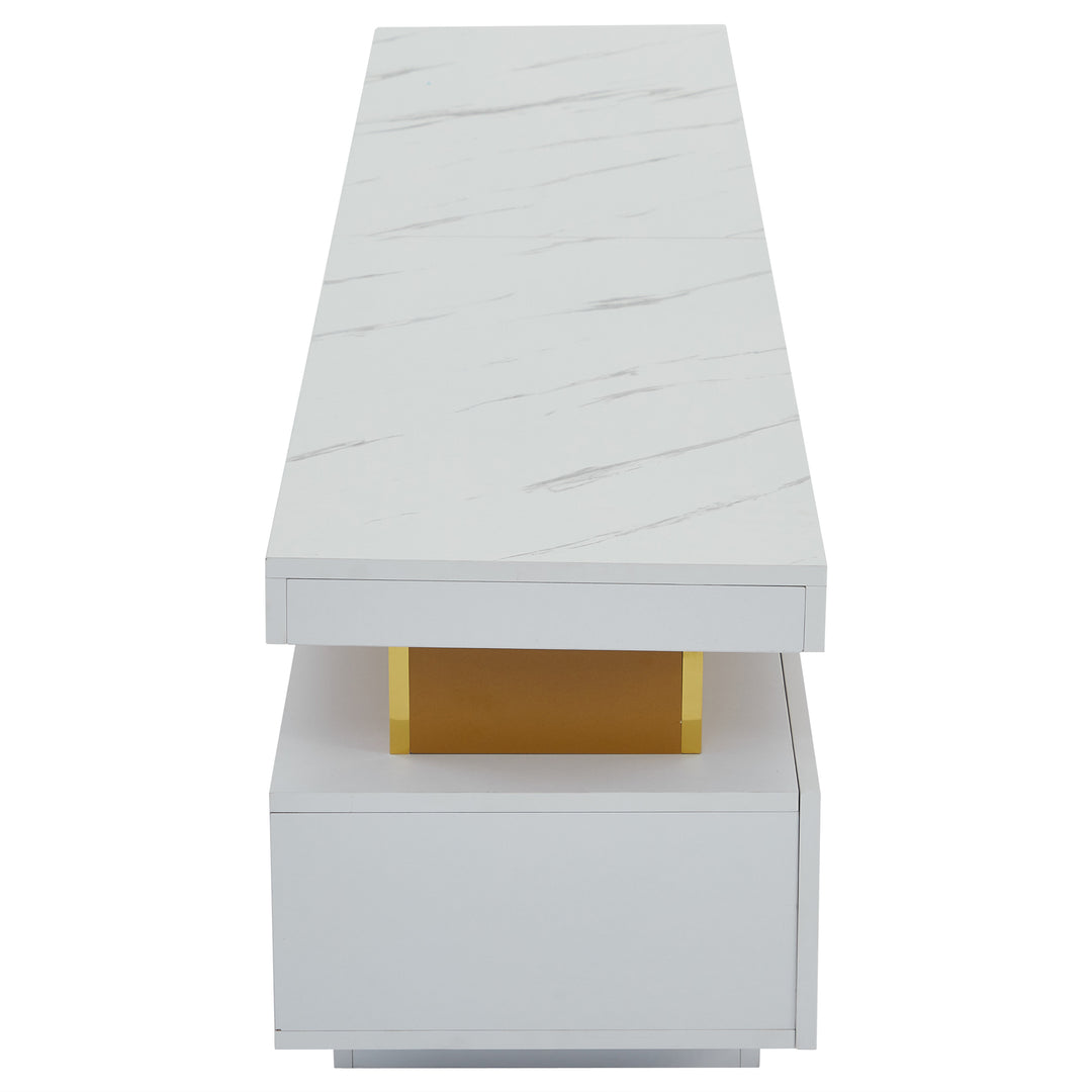 White marble pattern TV stand golden line luxury style 3 drawers VAALS UK