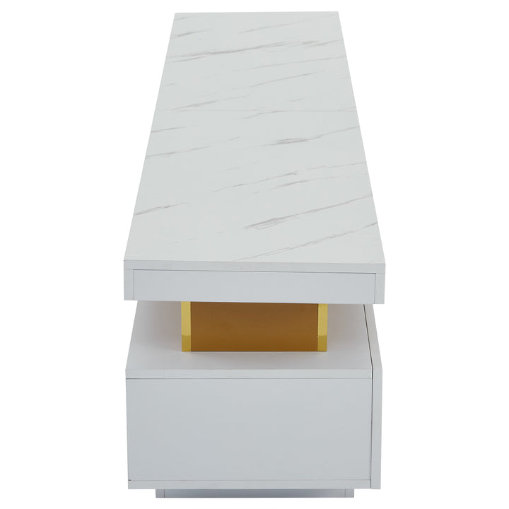 White marble pattern TV stand golden line luxury style 3 drawers VAALS UK