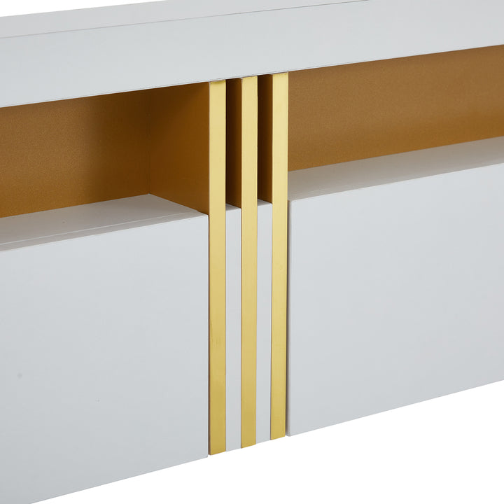 White marble pattern TV stand golden line luxury style 3 drawers VAALS UK