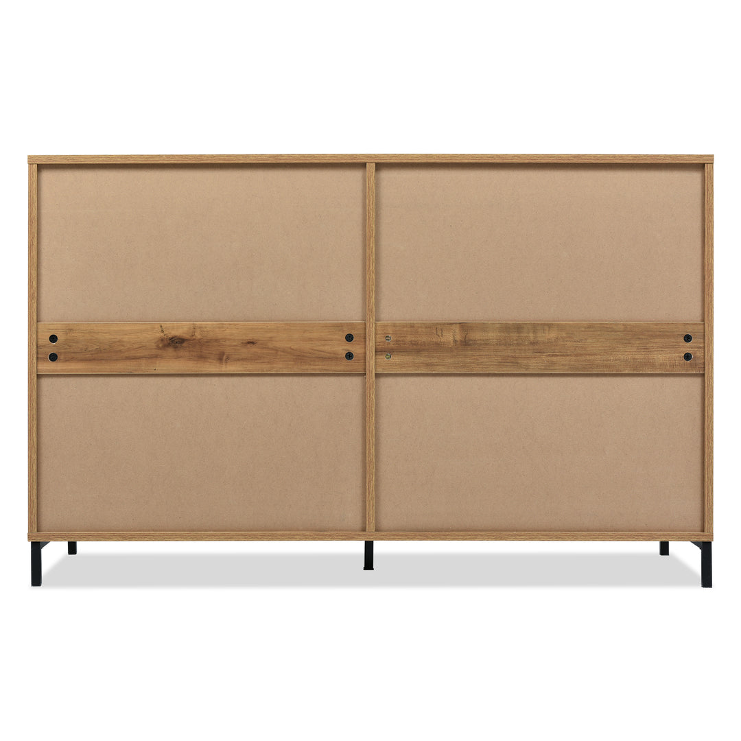 Dark oak wooden sideboard cabinet 6 drawers 120*40*76cm VANZEIDS UK