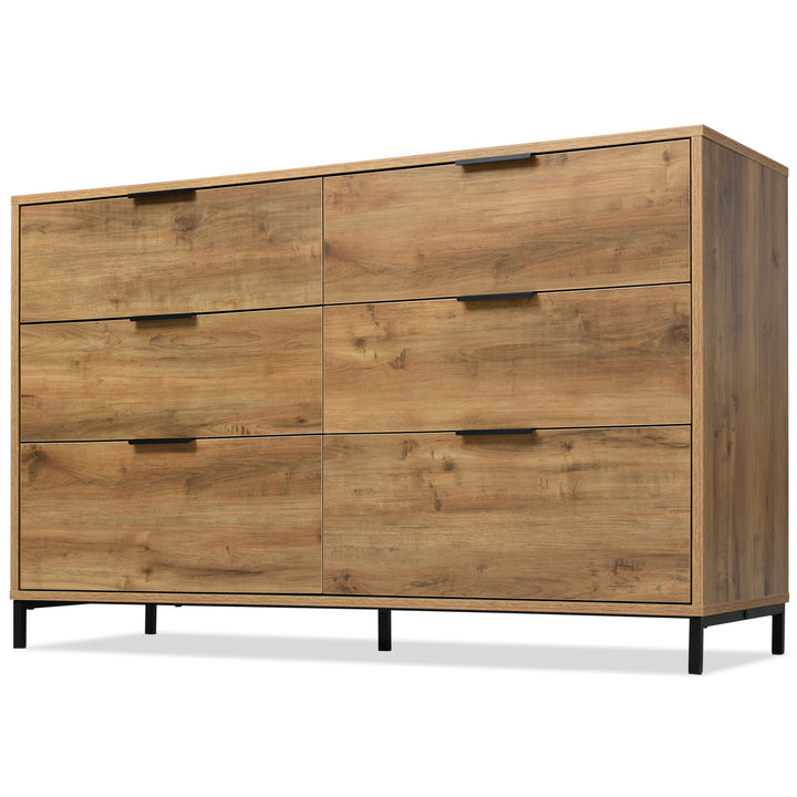 Dark oak wooden sideboard cabinet 6 drawers 120*40*76cm VANZEIDS UK