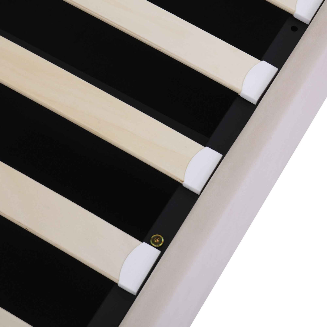 Upholstered velvet beige double bed lift-up storage VRARGOKS BEIGE UK