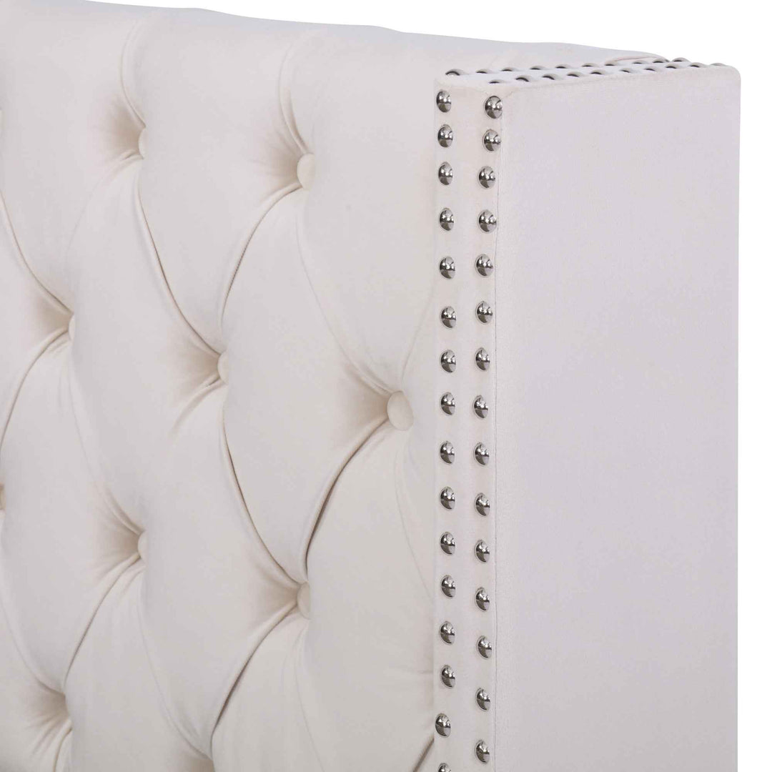 Upholstered velvet beige double bed lift-up storage VRARGOKS BEIGE UK