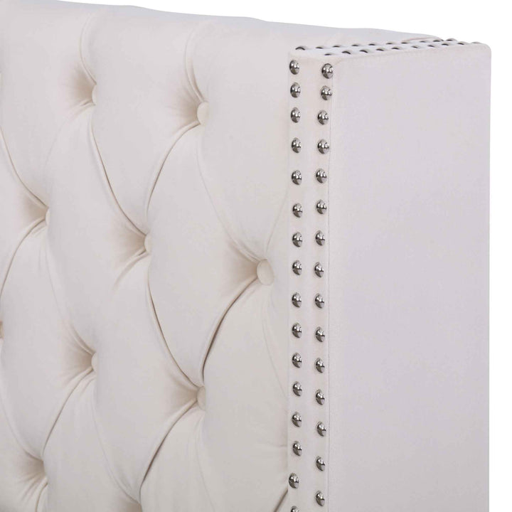 Upholstered velvet beige double bed lift-up storage VRARGOKS BEIGE UK