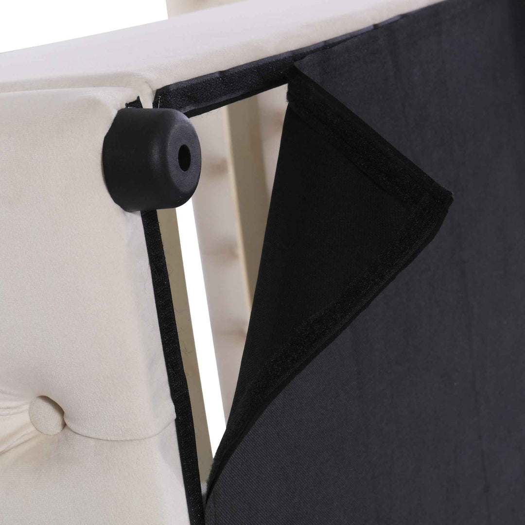Upholstered velvet beige double bed lift-up storage VRARGOKS BEIGE UK
