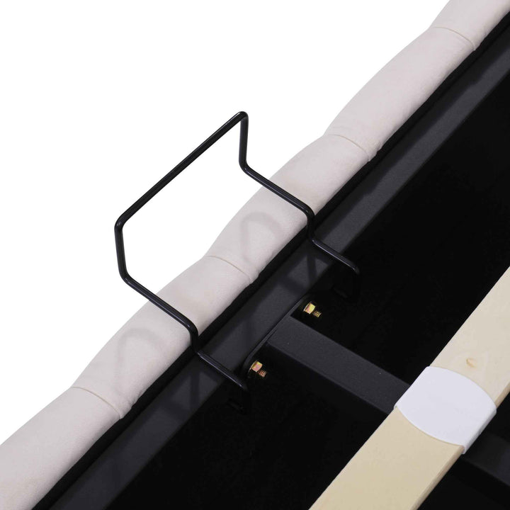 Upholstered velvet beige double bed lift-up storage VRARGOKS BEIGE UK