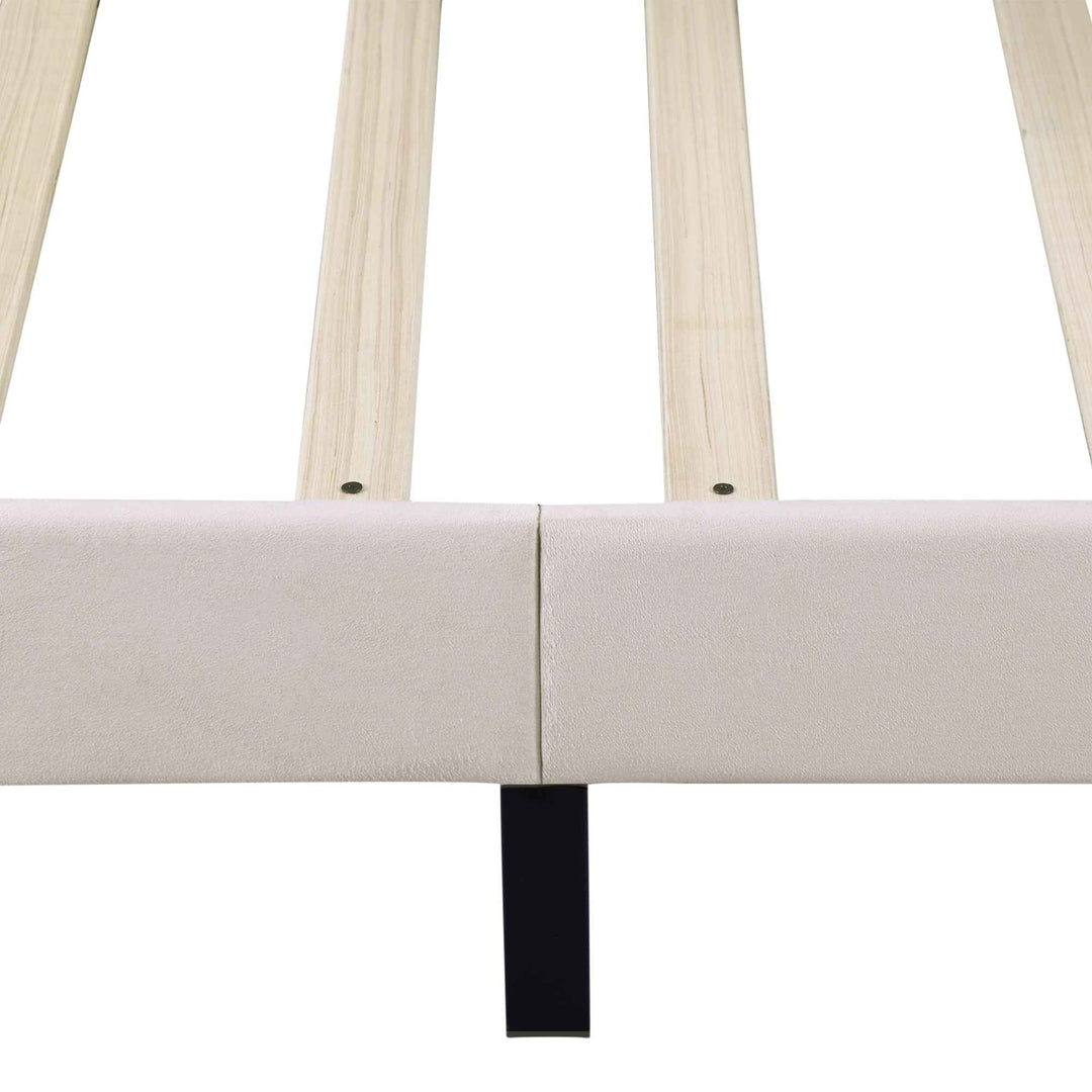 Upholstered velvet beige double bed frame VURRAEL BEIGE UK