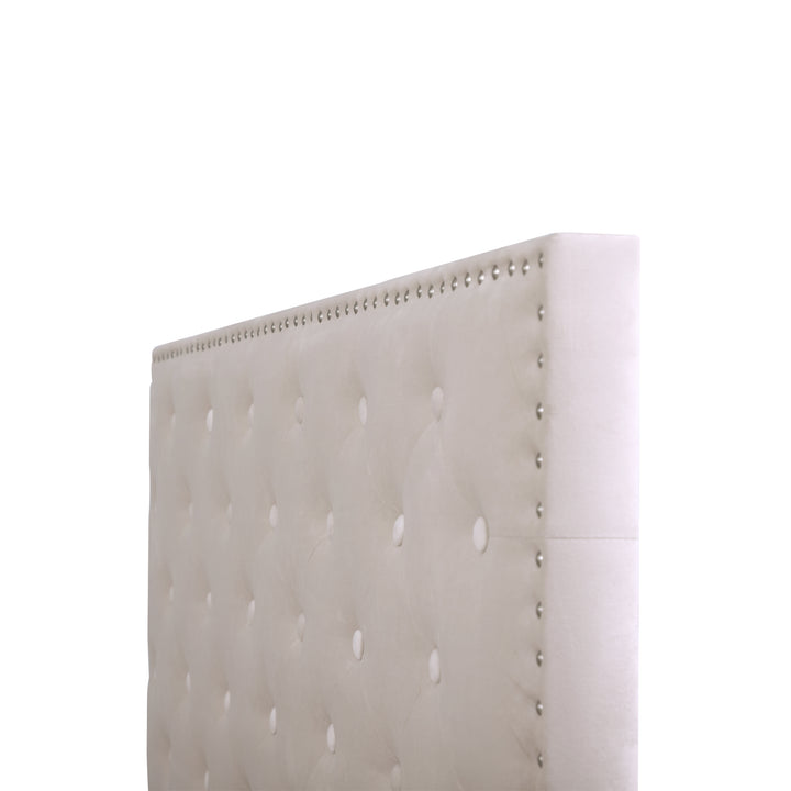 Upholstered velvet beige double bed frame VURRAEL BEIGE UK
