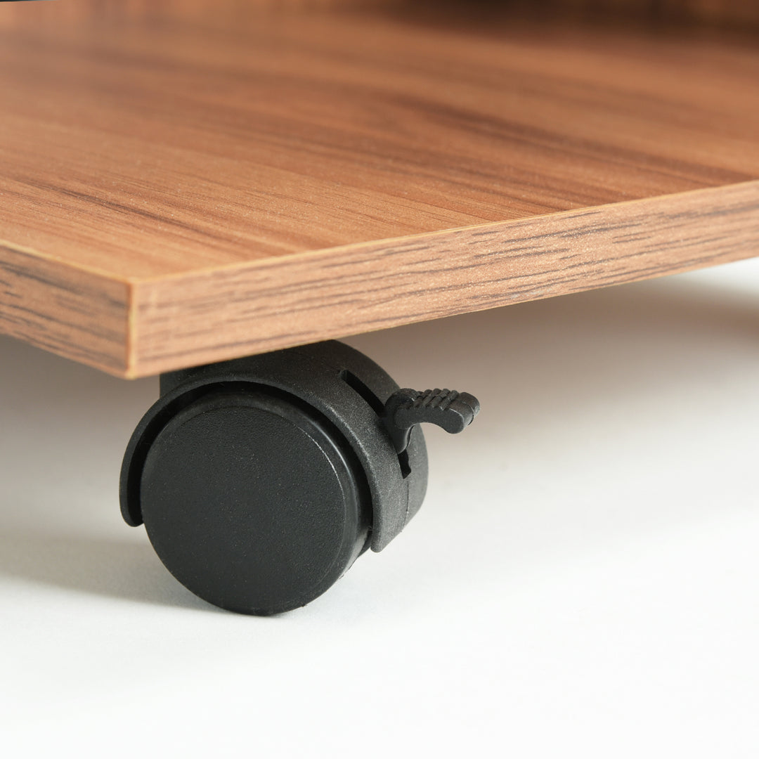 Mobile side table with open shelving and castor wheels WENDY WALNUT