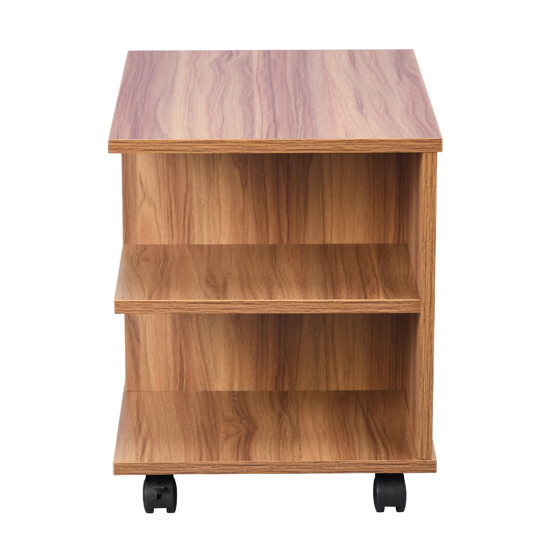 Mobile side table with open shelving and castor wheels WENDY WALNUT