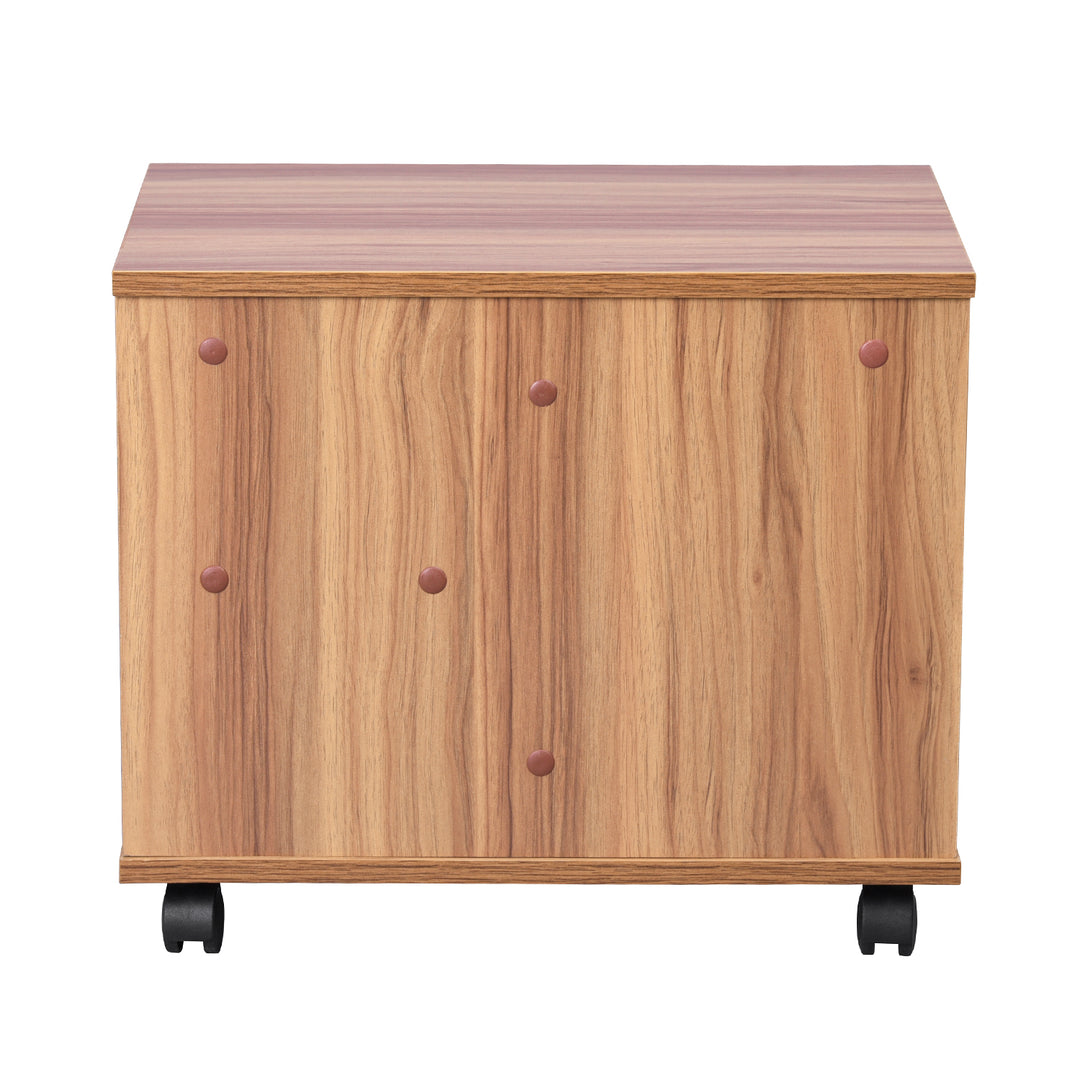 Mobile side table with open shelving and castor wheels WENDY WALNUT