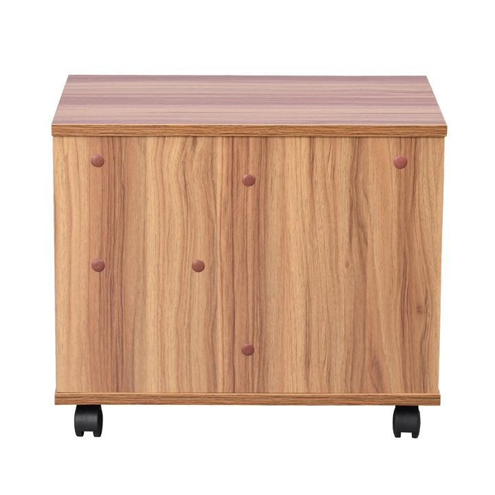 Mobile side table with open shelving and castor wheels WENDY WALNUT