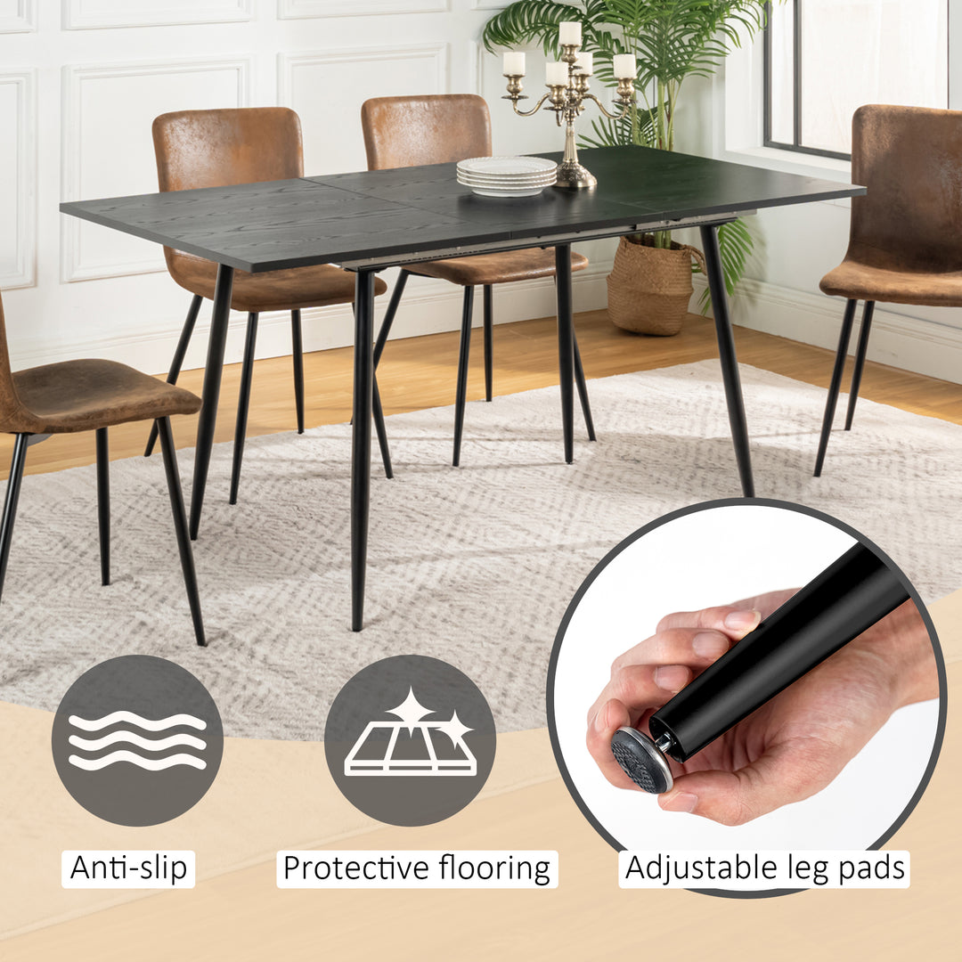 Rectangular extendable black dining room table with Scandinavian style wood effect gold dot feet 120-160 cm WHALEN DARK WOOD STRETCH TABLE BG