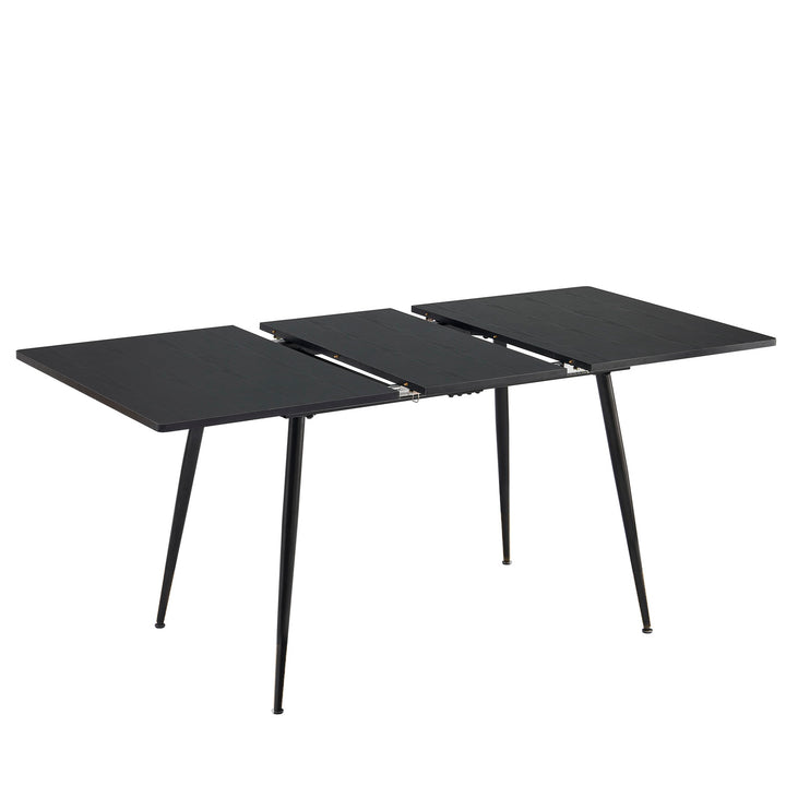 Dining set, rectangular black extensible dining table with 4 scandinavian dining chairs suede WHALEN DARK WOOD STRETCH TABLE BG + SCARGILL SUEDE BLACK LEG 4PCS QY