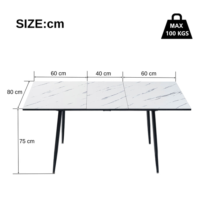 Rectangular extendable effect white marble dining table Scandinavian style gold dot feet 120-160 cm WHALEN WHITE MARBLE STRETCH TABLE BG