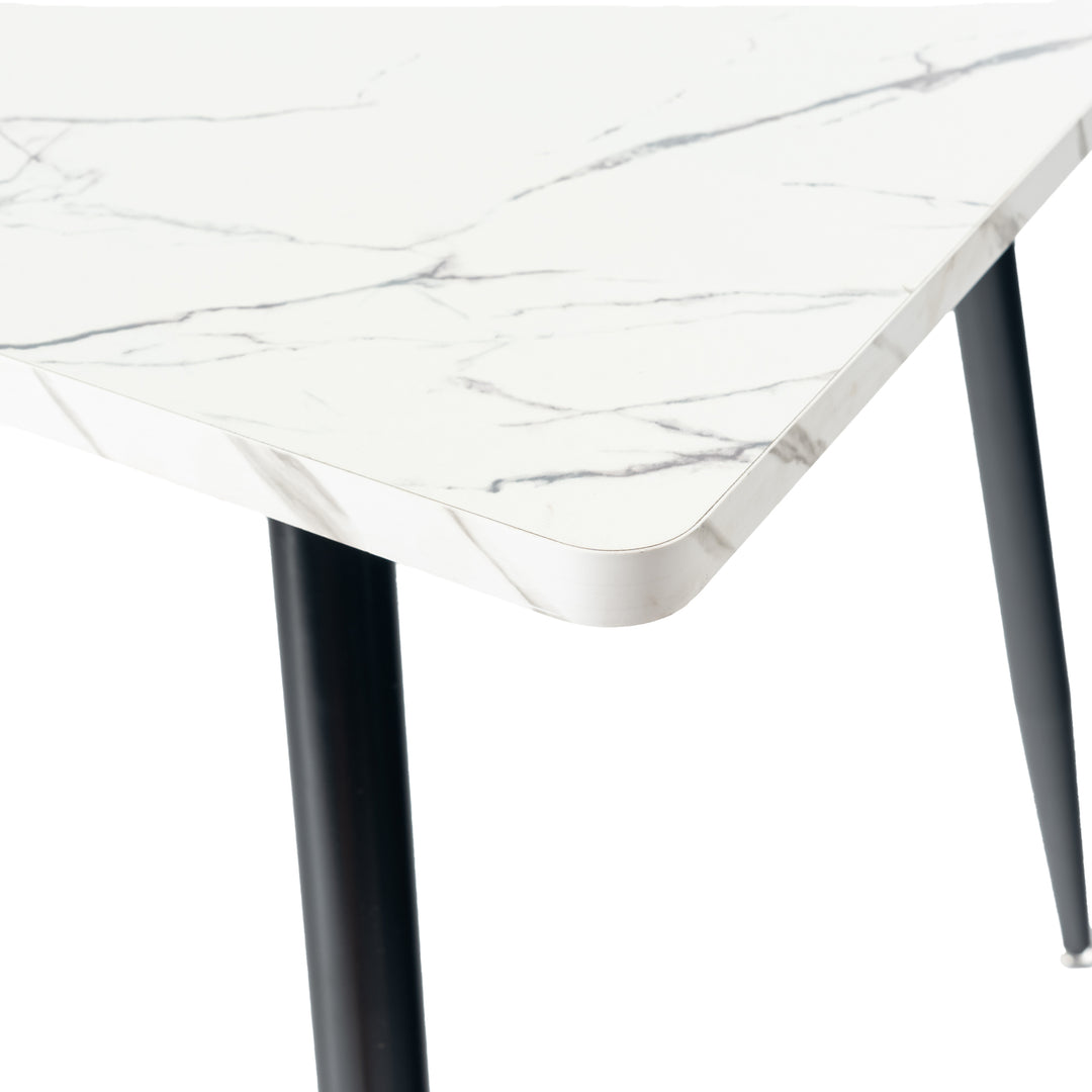 Scandinavian style rectangular white marble effect dining table 120x70cm WHALEN WHITE MARBLE TABLE 120 KD