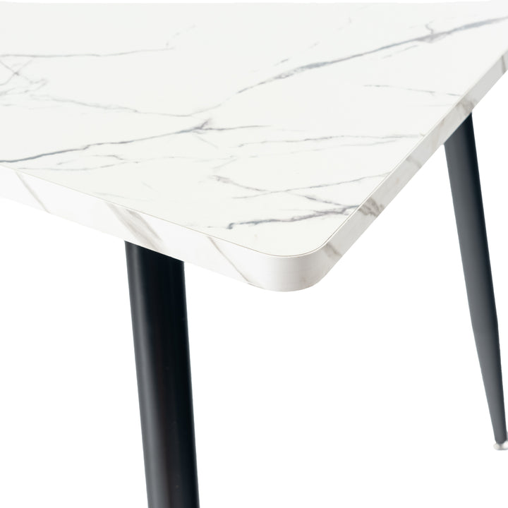 Scandinavian style rectangular white marble effect dining table 120x70cm WHALEN WHITE MARBLE TABLE 120 KD