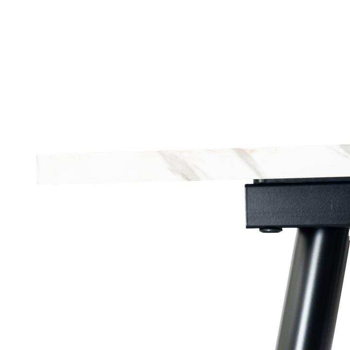 Scandinavian style rectangular white marble effect dining table 120x70cm WHALEN WHITE MARBLE TABLE 120 KD