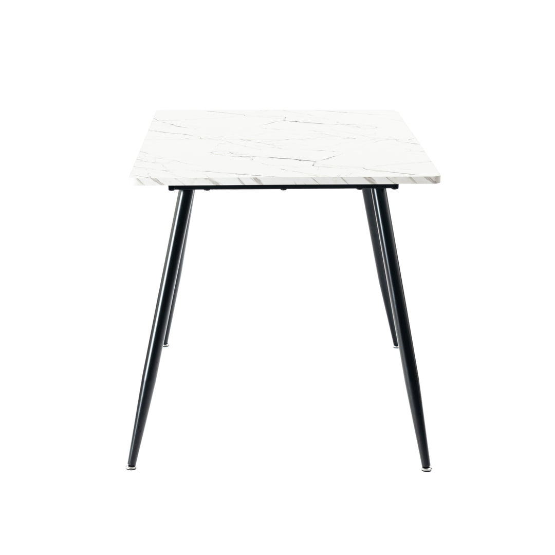 Scandinavian style rectangular white marble effect dining table 120x70cm WHALEN WHITE MARBLE TABLE 120 KD