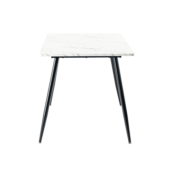 Scandinavian style rectangular white marble effect dining table 120x70cm WHALEN WHITE MARBLE TABLE 120 KD