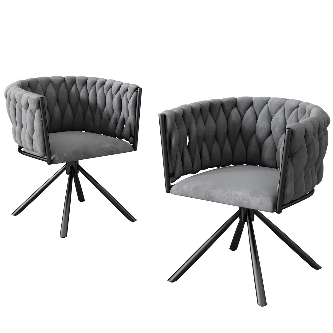 Set of 2 velvet grey swivel dining chair XOKNEITS UK