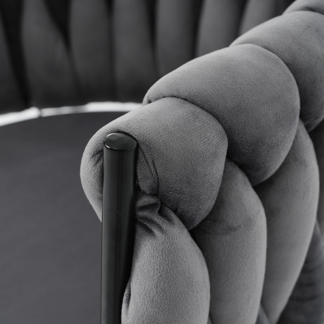 Set of 2 grey velvet swivel dining chair with armrest XOKNEITS UK