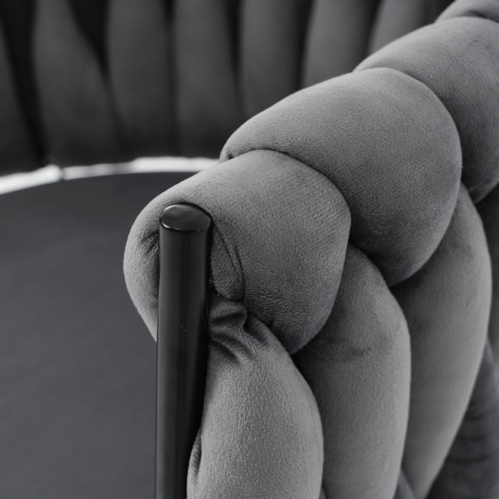 Set of 2 grey velvet swivel dining chair with armrest XOKNEITS UK