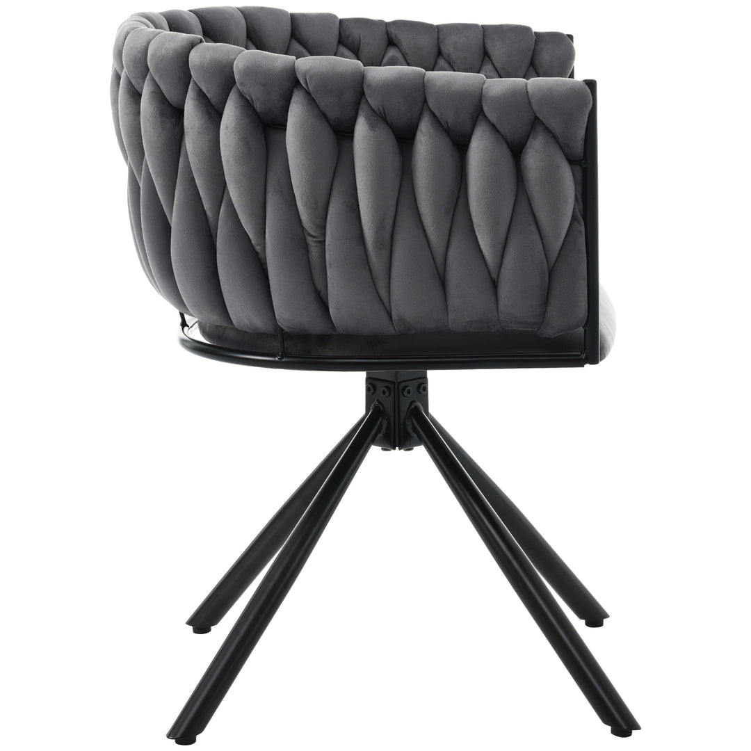 Set of 2 grey velvet swivel dining chair with armrest XOKNEITS UK