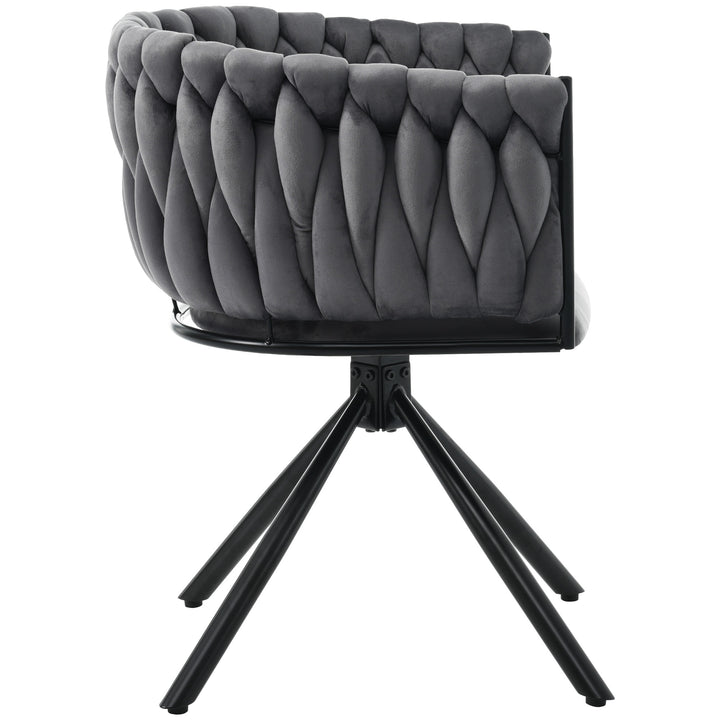 Set of 2 grey velvet swivel dining chair with armrest XOKNEITS UK