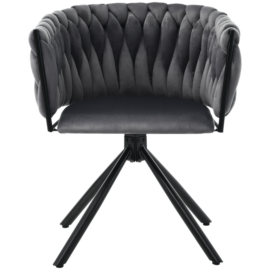 Set of 2 grey velvet swivel dining chair with armrest XOKNEITS UK