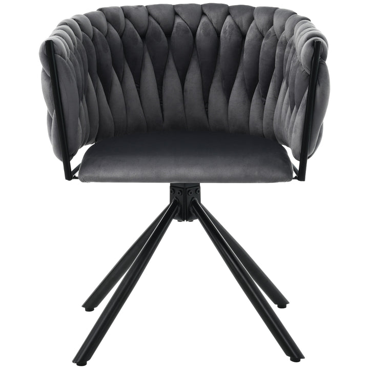 Set of 2 grey velvet swivel dining chair with armrest XOKNEITS UK