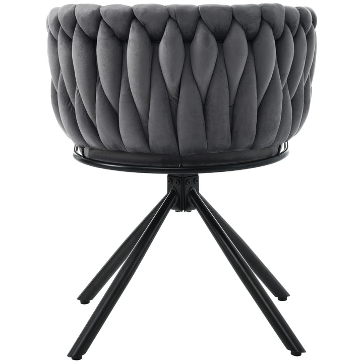 Set of 2 grey velvet swivel dining chair with armrest XOKNEITS UK