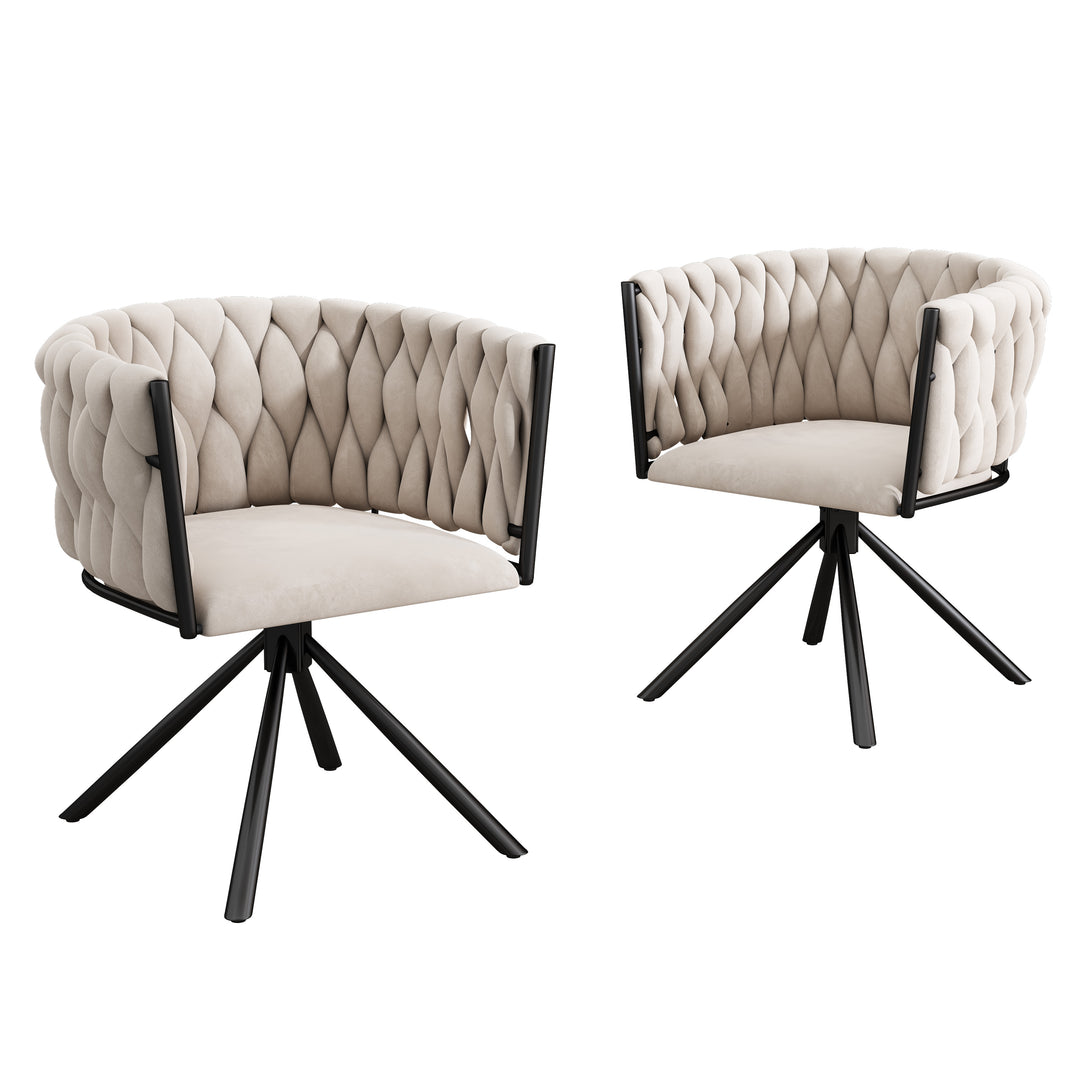 Set of 2 velvet beige swivel dining chair XUCRIL UK