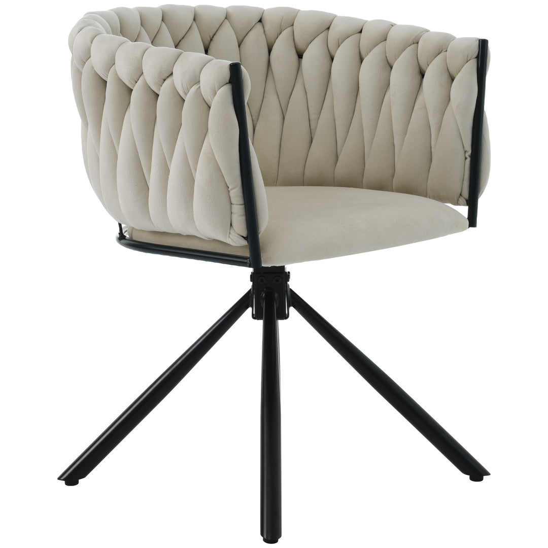 Set of 2 beige velvet swivel dining chair with armrest XUCRIL UK