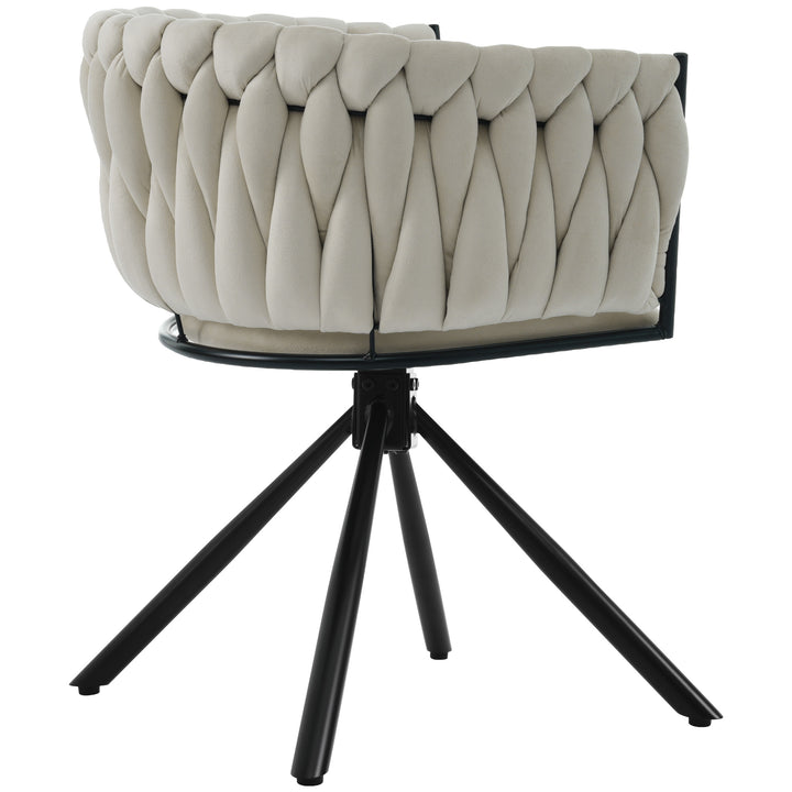 Set of 2 beige velvet swivel dining chair with armrest XUCRIL UK