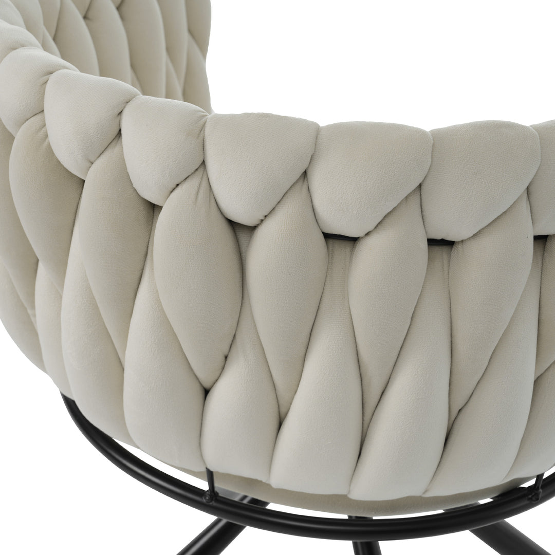 Set of 2 beige velvet swivel dining chair with armrest XUCRIL UK