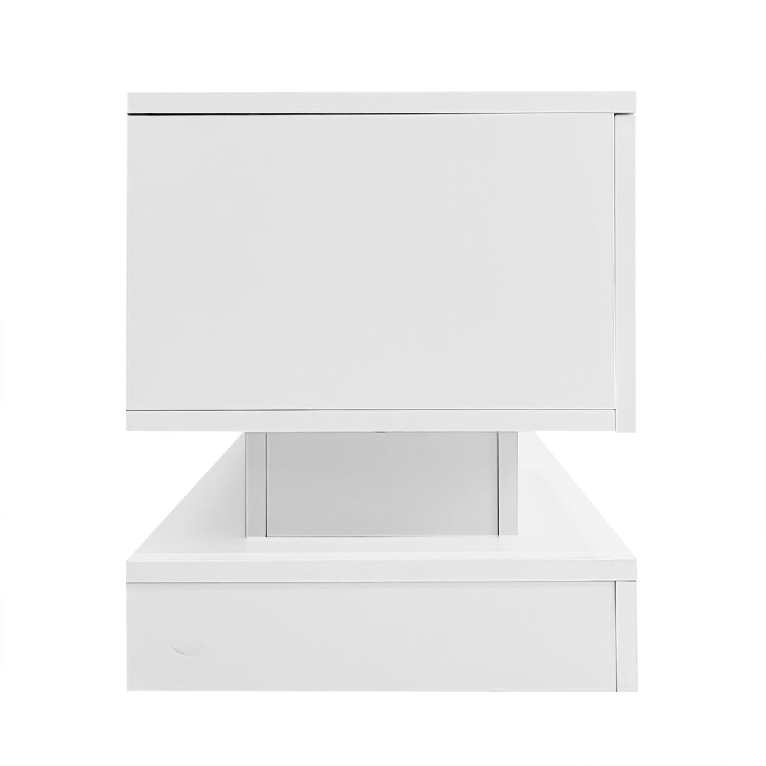 High gloss white TV stand 2 drawers with LED light YONDRUT UK