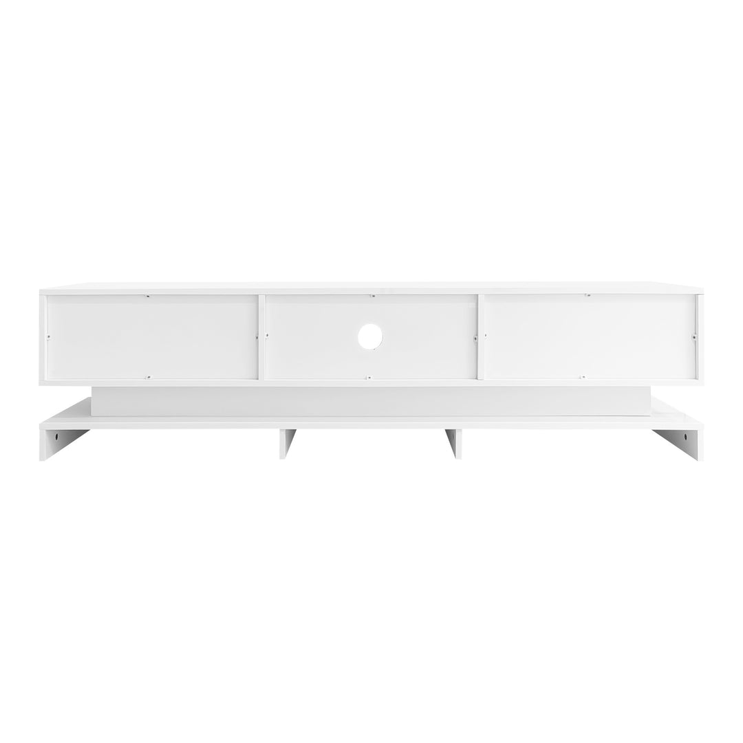 High gloss white TV stand 2 drawers with LED light YONDRUT UK