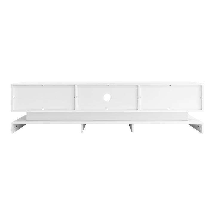 High gloss white TV stand 2 drawers with LED light YONDRUT UK