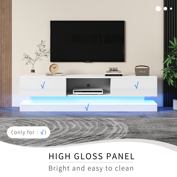 High gloss white TV stand 2 drawers with LED light YONDRUT UK